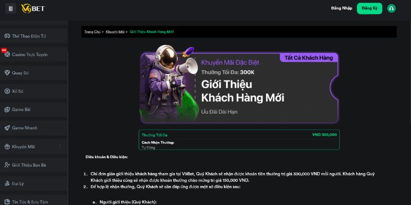 Khuyến mãi 2 Khuyến mãi nhận thưởng hấp dẫn khi giới thiệu bạn mới đến V9Bet
