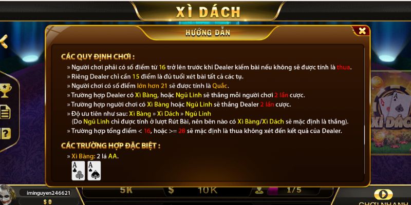 Nên đọc kỹ quy định trước khi chơi xì dách 